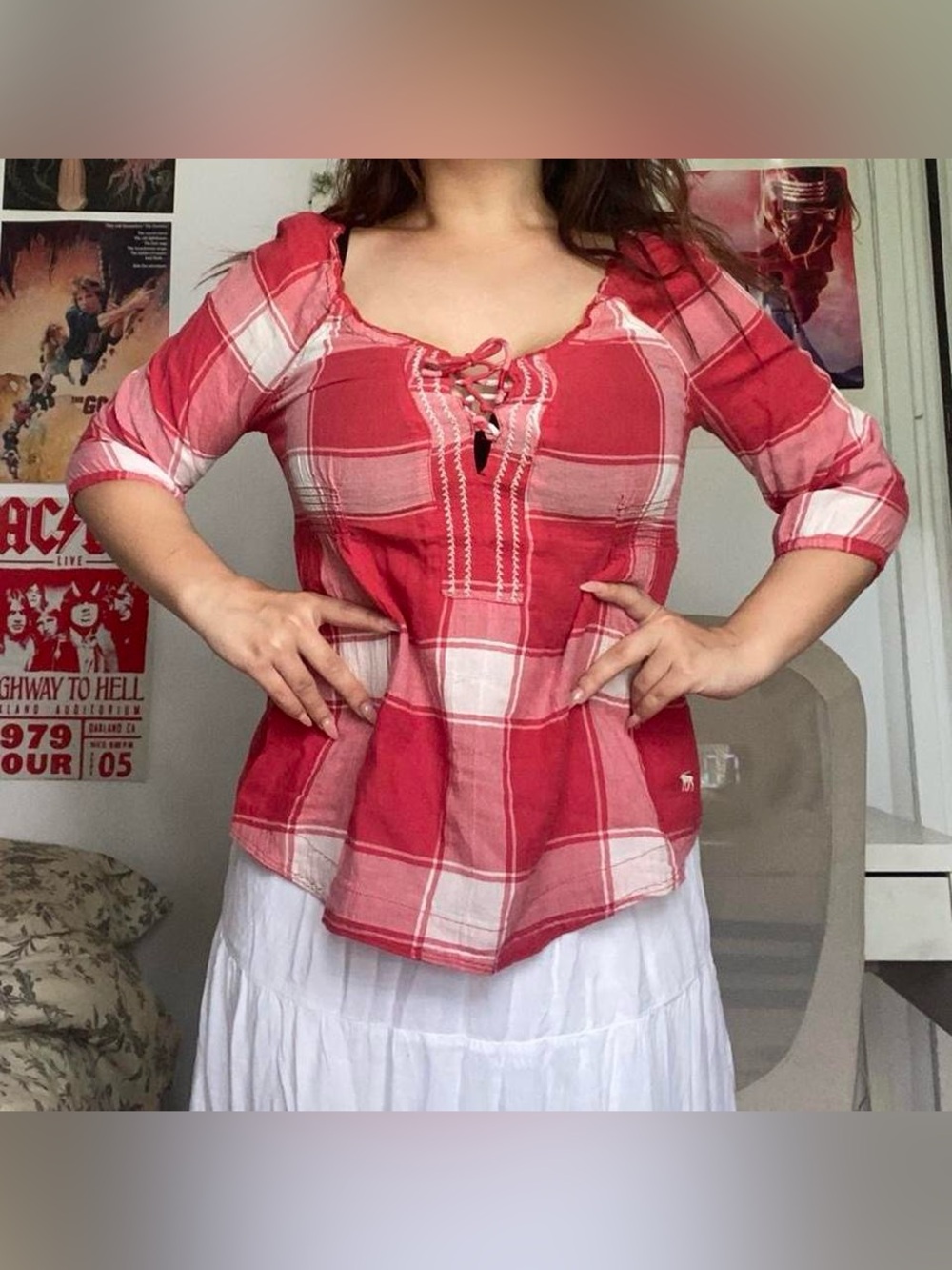 Abercrombie & Fitch Plaid Baby Doll Style Blouse